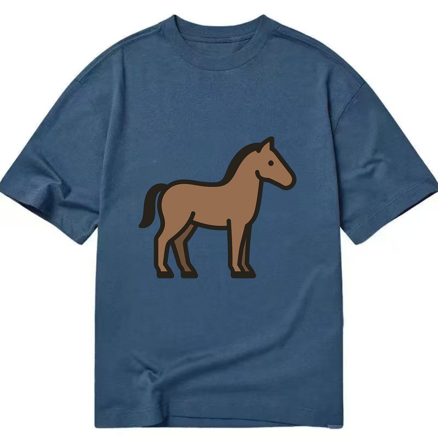 Horse - Brown standing pose flat side profile - Classic T-shirt - Twilight Navy(Blue)