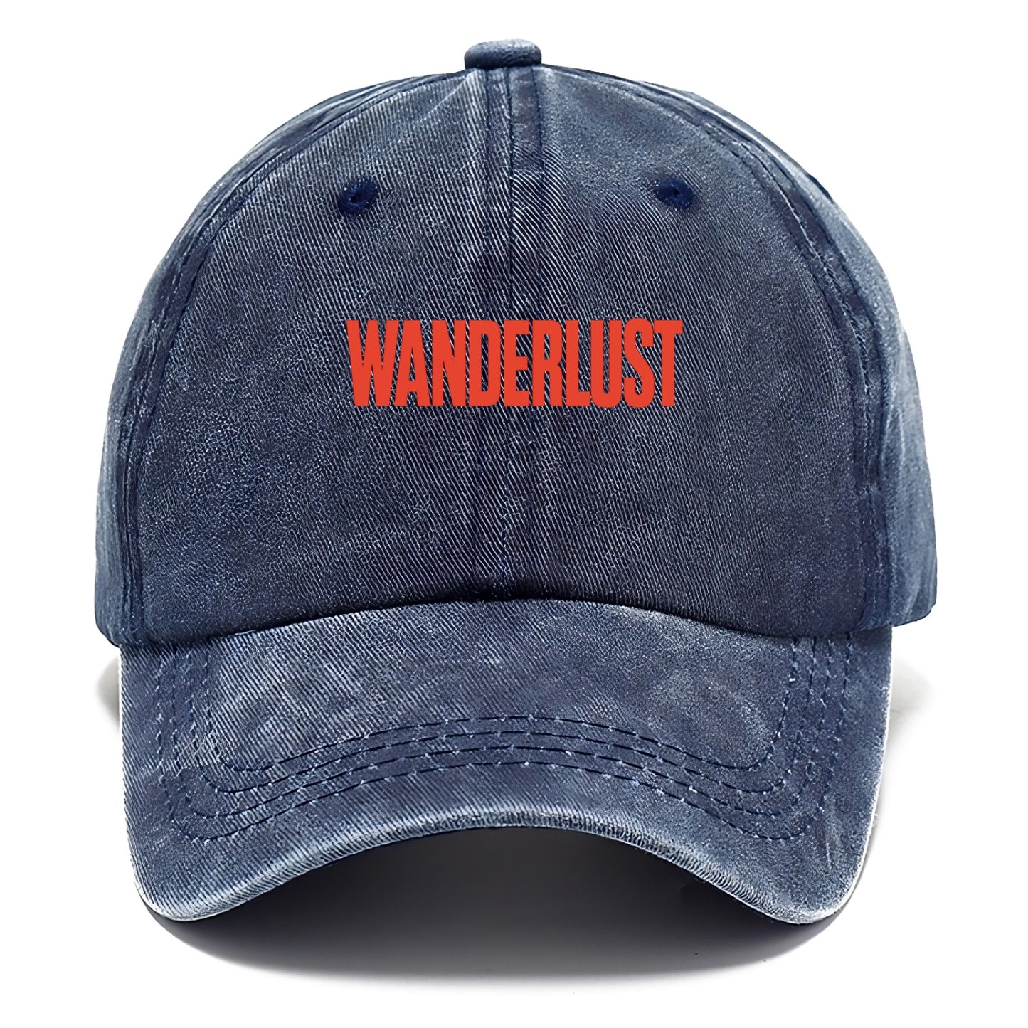 Bold typography design - "WANDERLUST" - desire to travel, explore the world - Classic Cap - Twilight Navy(Blue)
