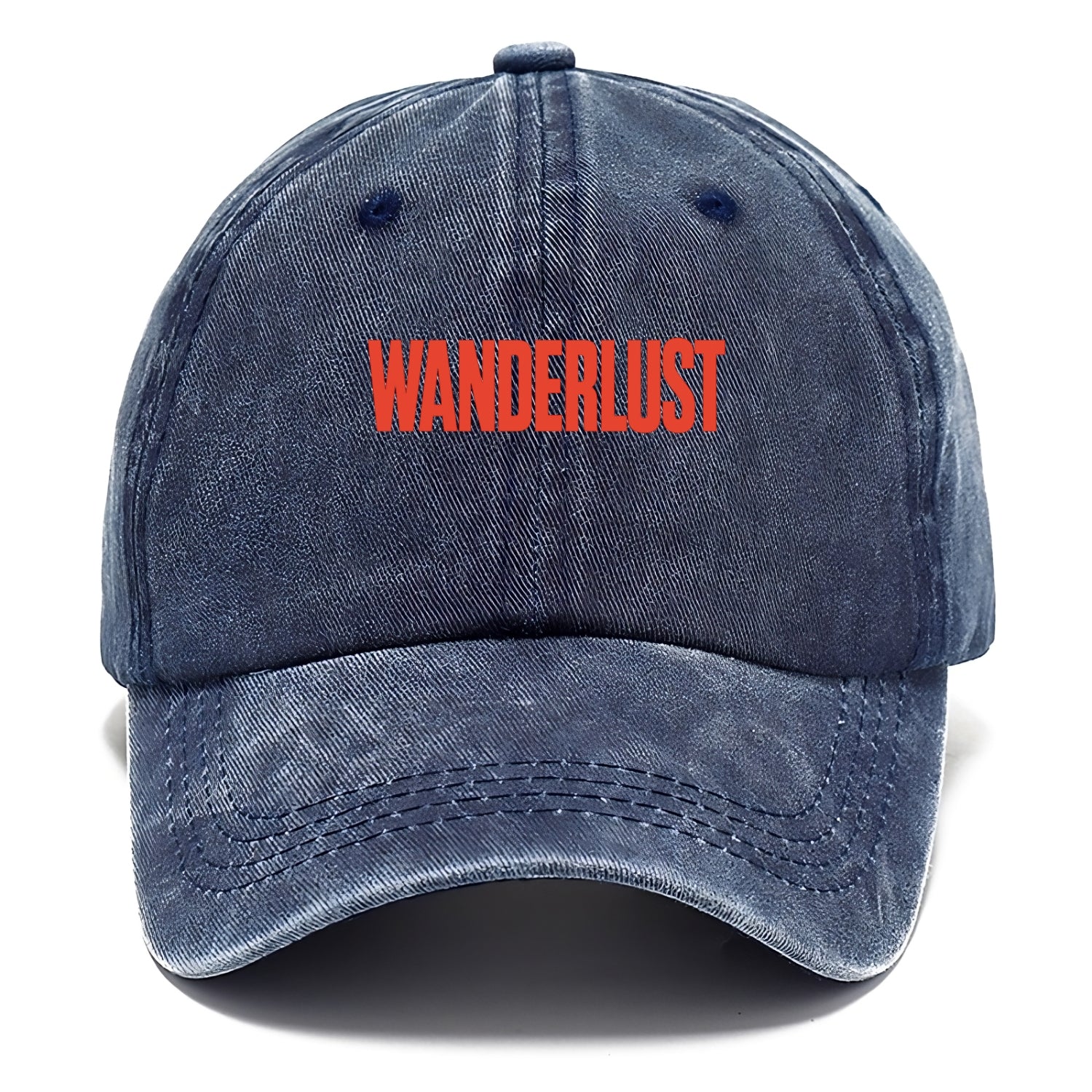 Bold typography design - "WANDERLUST" - desire to travel, explore the world - Classic Cap - Twilight Navy(Blue)