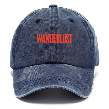 Bold typography design - "WANDERLUST" - desire to travel, explore the world - Classic Cap - Twilight Navy(Blue)