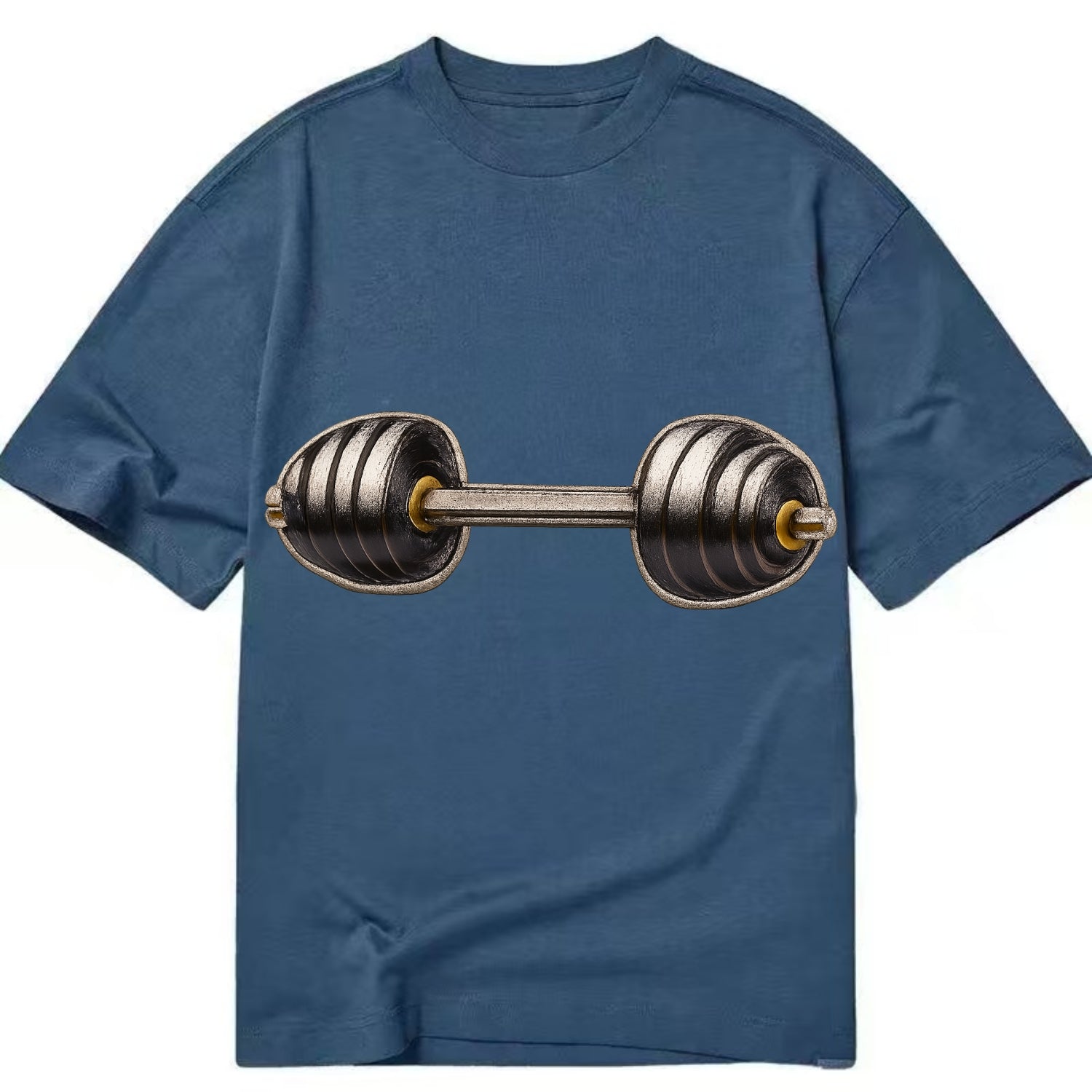 Embroidered patch design - WEIGHTLIFTING BARBELL - heavy barbell with plates in - Classic T-shirt - Twilight Navy(Blue)