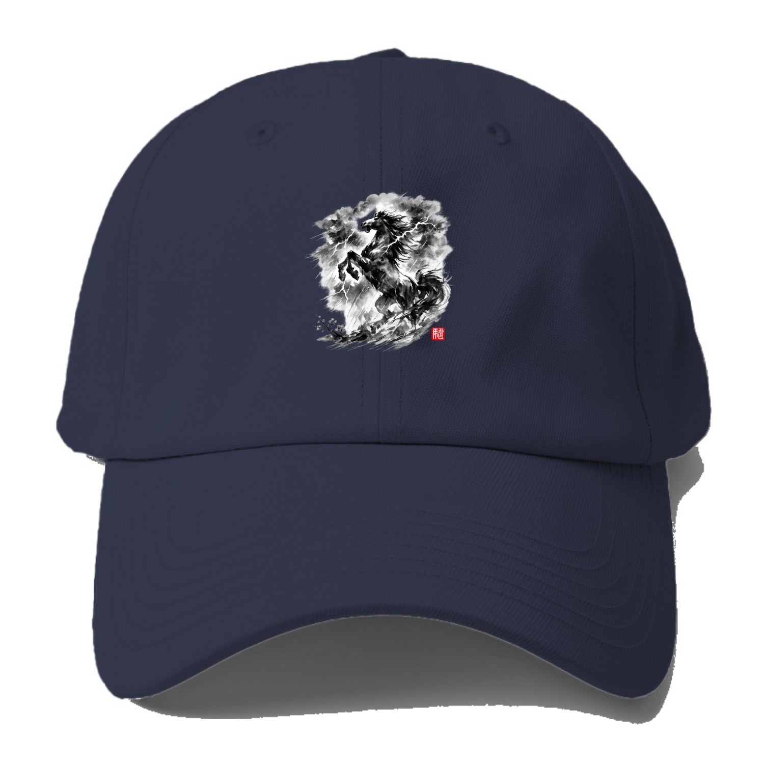 THUNDER HORSE | Storm horse with lightning elements | Dramatic storm - Baseball Cap For Big Heads - Twilight Navy(Blue)