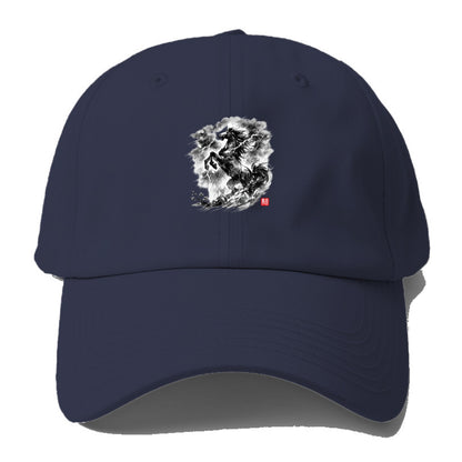 THUNDER HORSE | Storm horse with lightning elements | Dramatic storm - Baseball Cap For Big Heads - Twilight Navy(Blue)