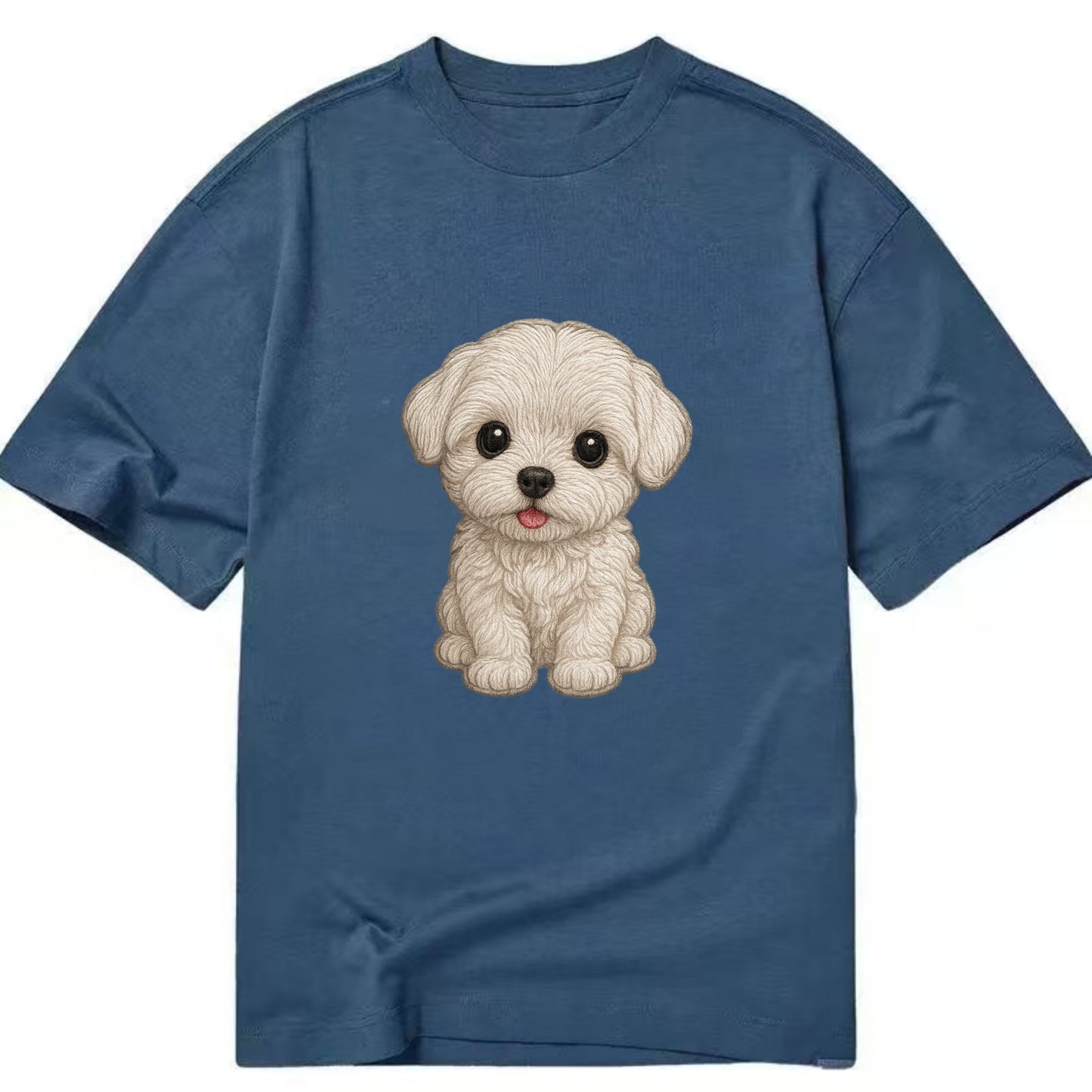 Baby Maltese Puppy - pure white silky coat, black button eyes, tiny nose, - Classic T-shirt - Twilight Navy(Blue)