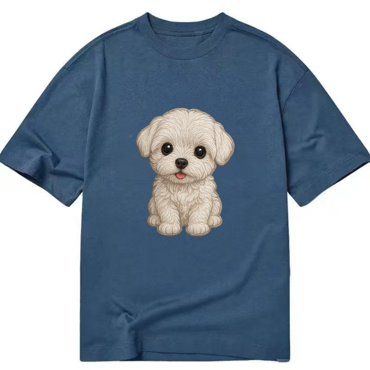 Baby Maltese Puppy - pure white silky coat, black button eyes, tiny nose, - Classic T-shirt - Twilight Navy(Blue)