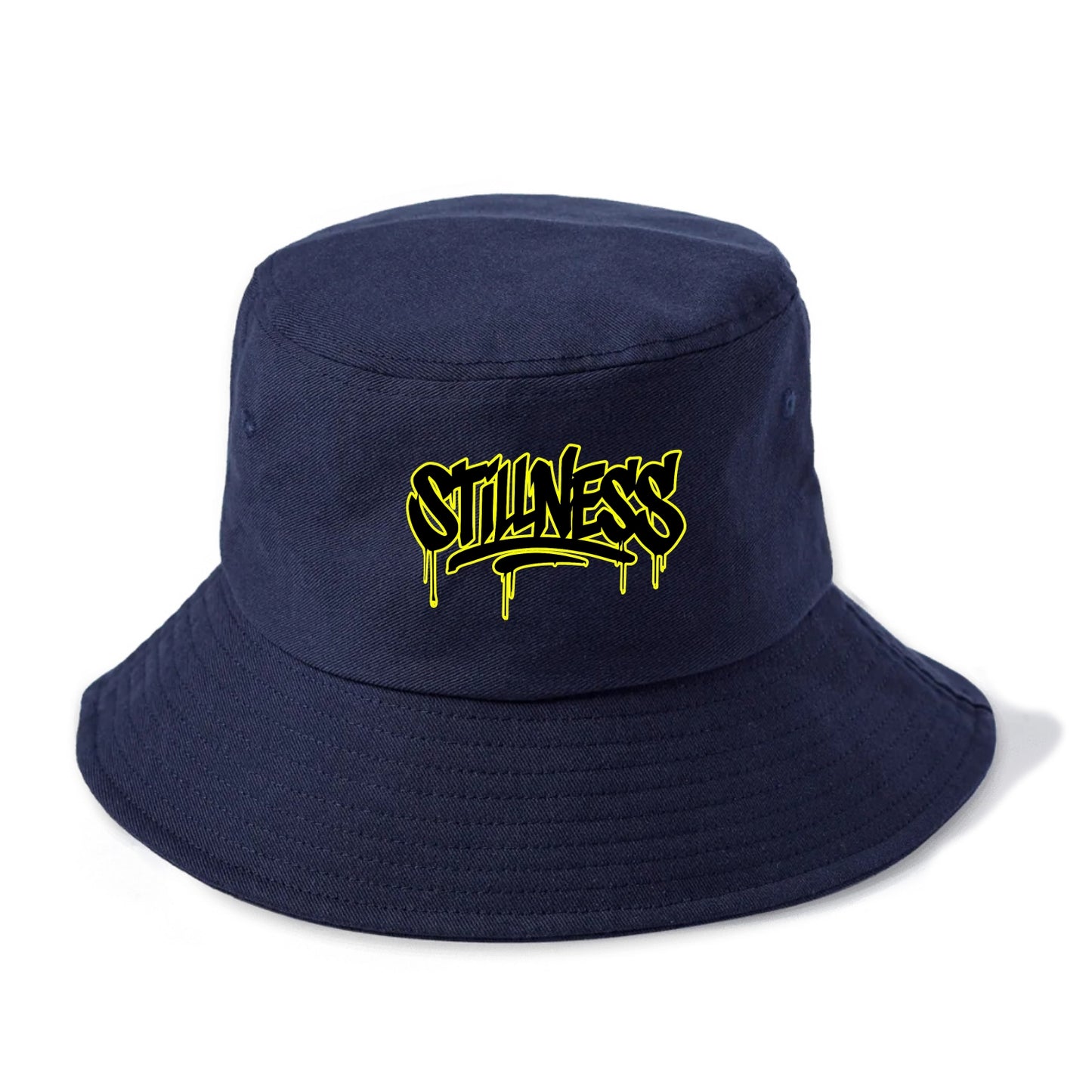 Bold typography design - "STILLNESS" - quiet power, peaceful presence - Bucket Hat - Twilight Navy(Blue)
