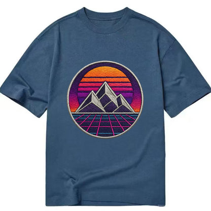 Retrowave Mountains - Classic T-shirt - Twilight Navy(Blue)
