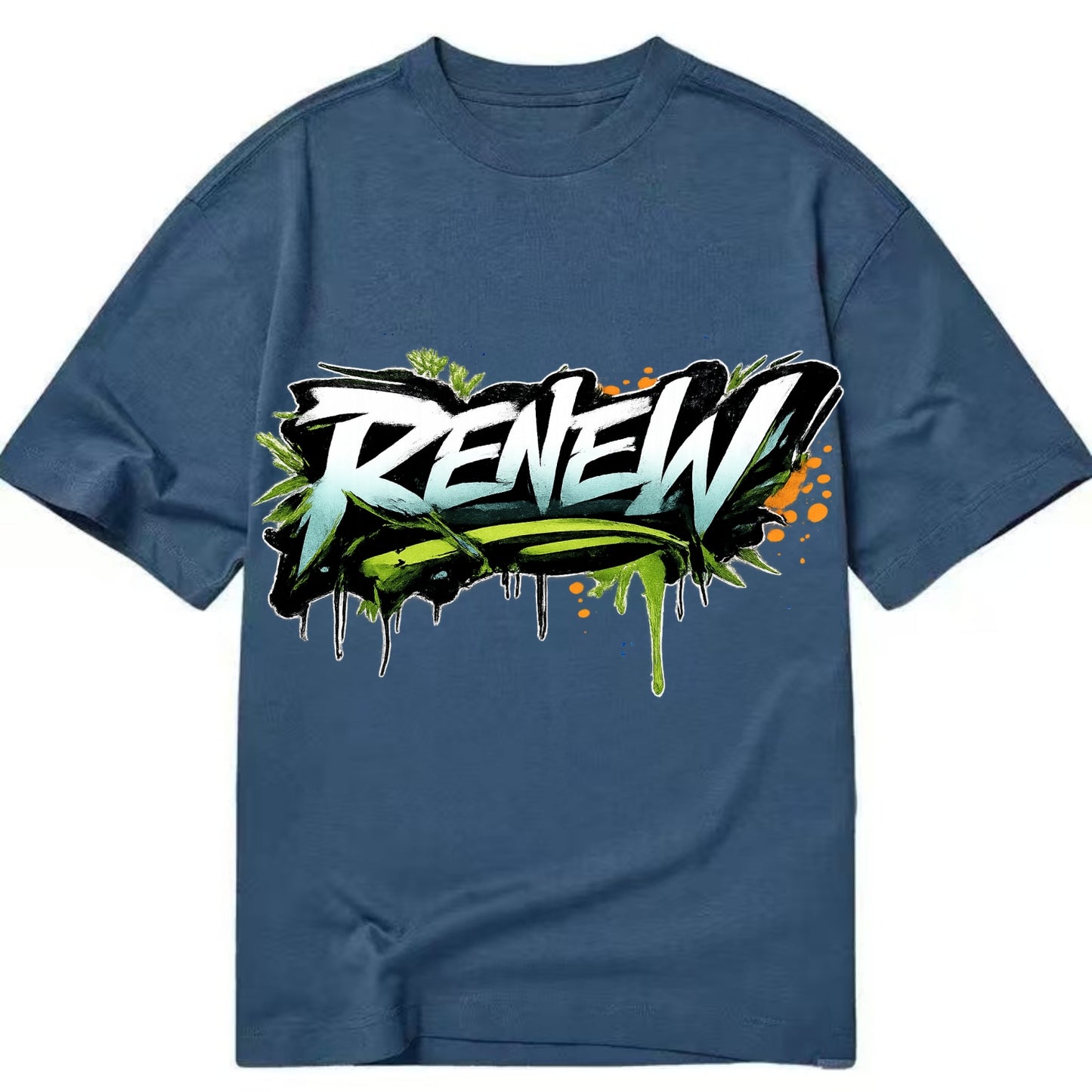 Bold typography design - "RENEW" - starting fresh, regenerating - Classic T-shirt - Twilight Navy(Blue)