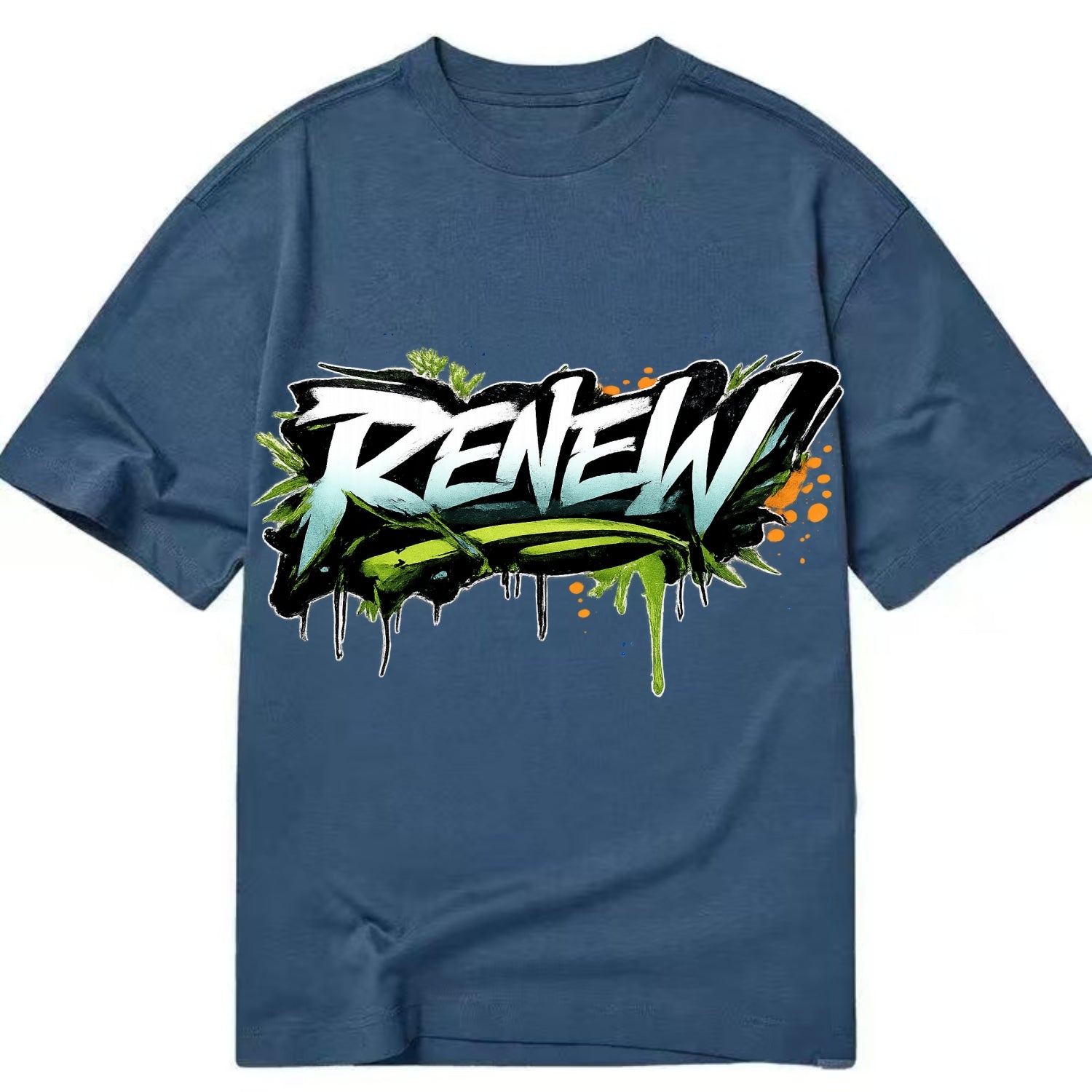 Bold typography design - "RENEW" - starting fresh, regenerating - Classic T-shirt - Twilight Navy(Blue)