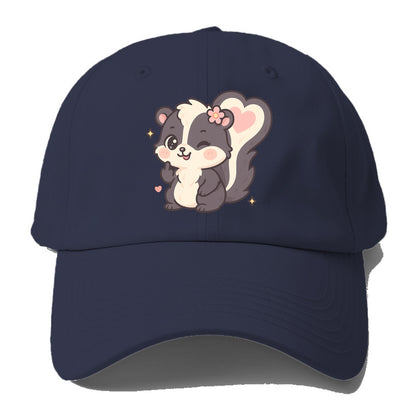 fluffy skunk with heart-shaped tail pattern, one paw up showing sass - Baseball Cap - Twilight Navy(Blue)