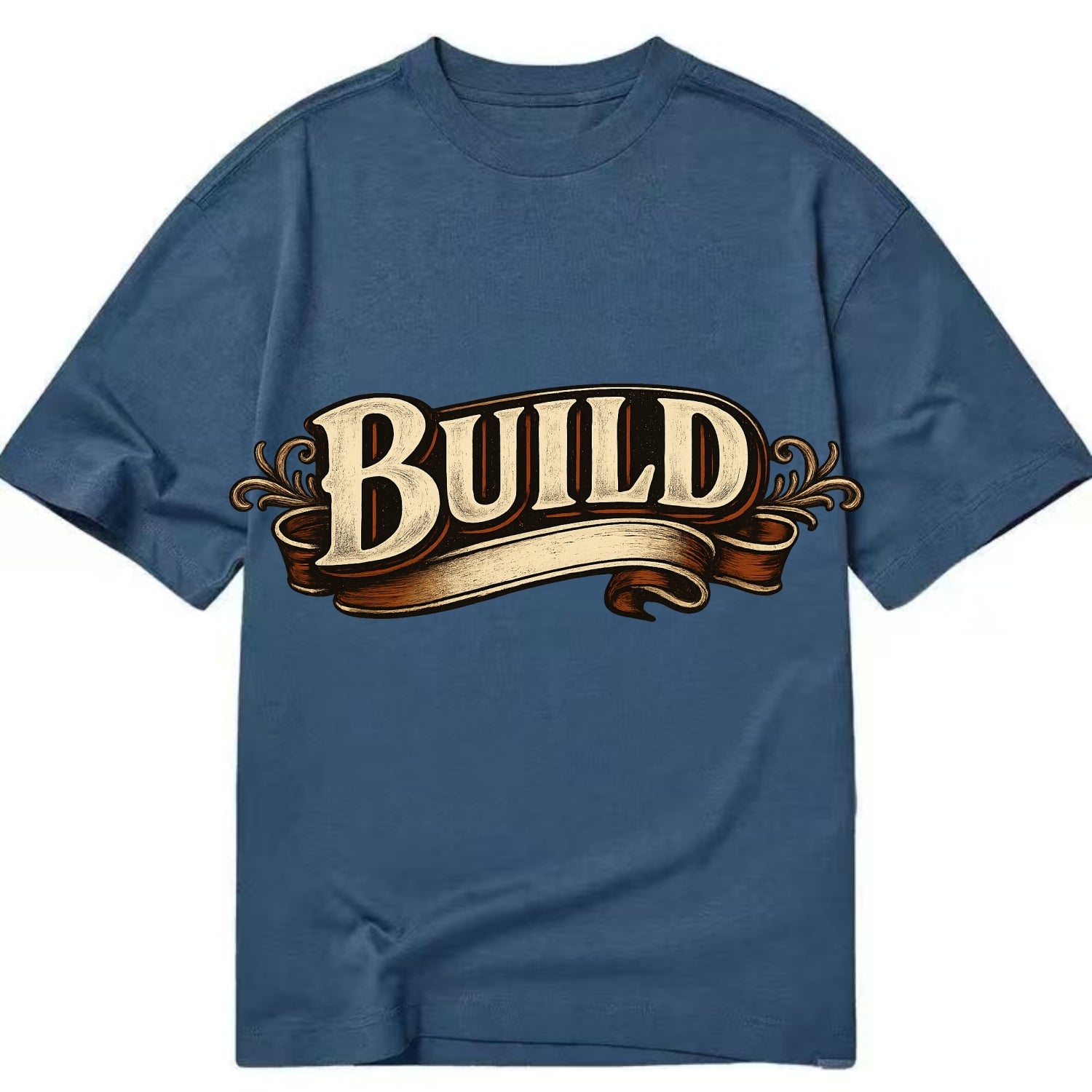 Bold typography design - "BUILD" - constructing, making real - Classic T-shirt - Twilight Navy(Blue)