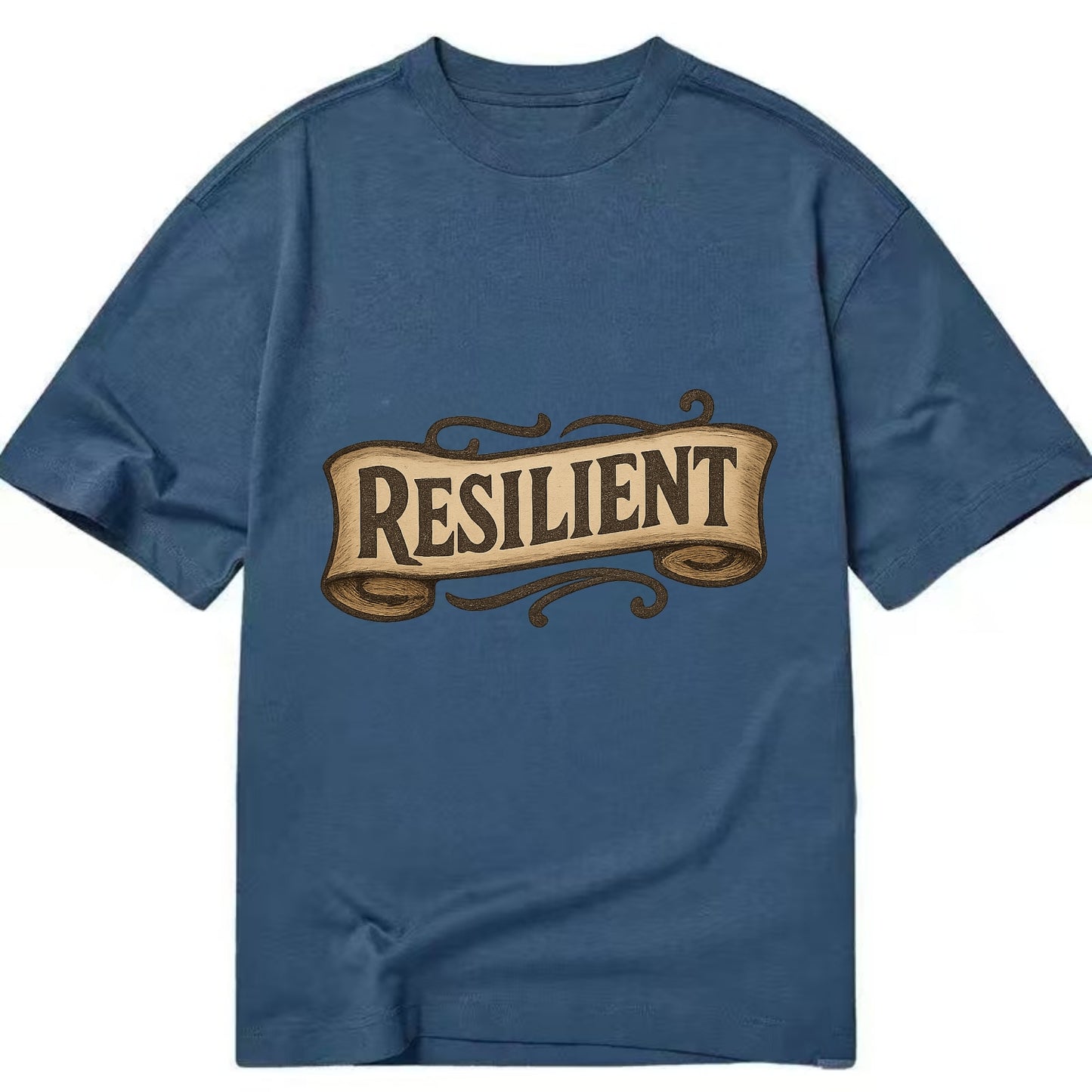 Bold typography design - "RESILIENT" - bouncing back, unbreakable spirit - Classic T-shirt - Twilight Navy(Blue)