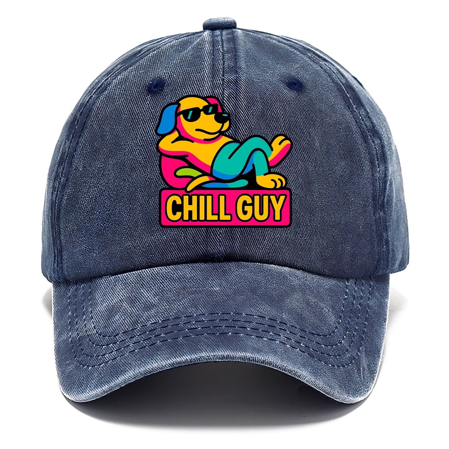 Super relaxed dog character lounging unbothered - "Chill Guy" meme energy, laid back - Classic Cap - Twilight Navy(Blue)