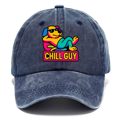 Super relaxed dog character lounging unbothered - "Chill Guy" meme energy, laid back - Classic Cap - Twilight Navy(Blue)