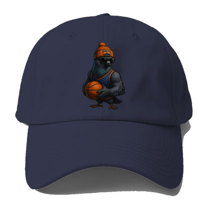 Manhattan Pigeon wearing Knicks beanie with skyline patch and wayfarer - Baseball Cap For Big Heads - Twilight Navy(Blue)