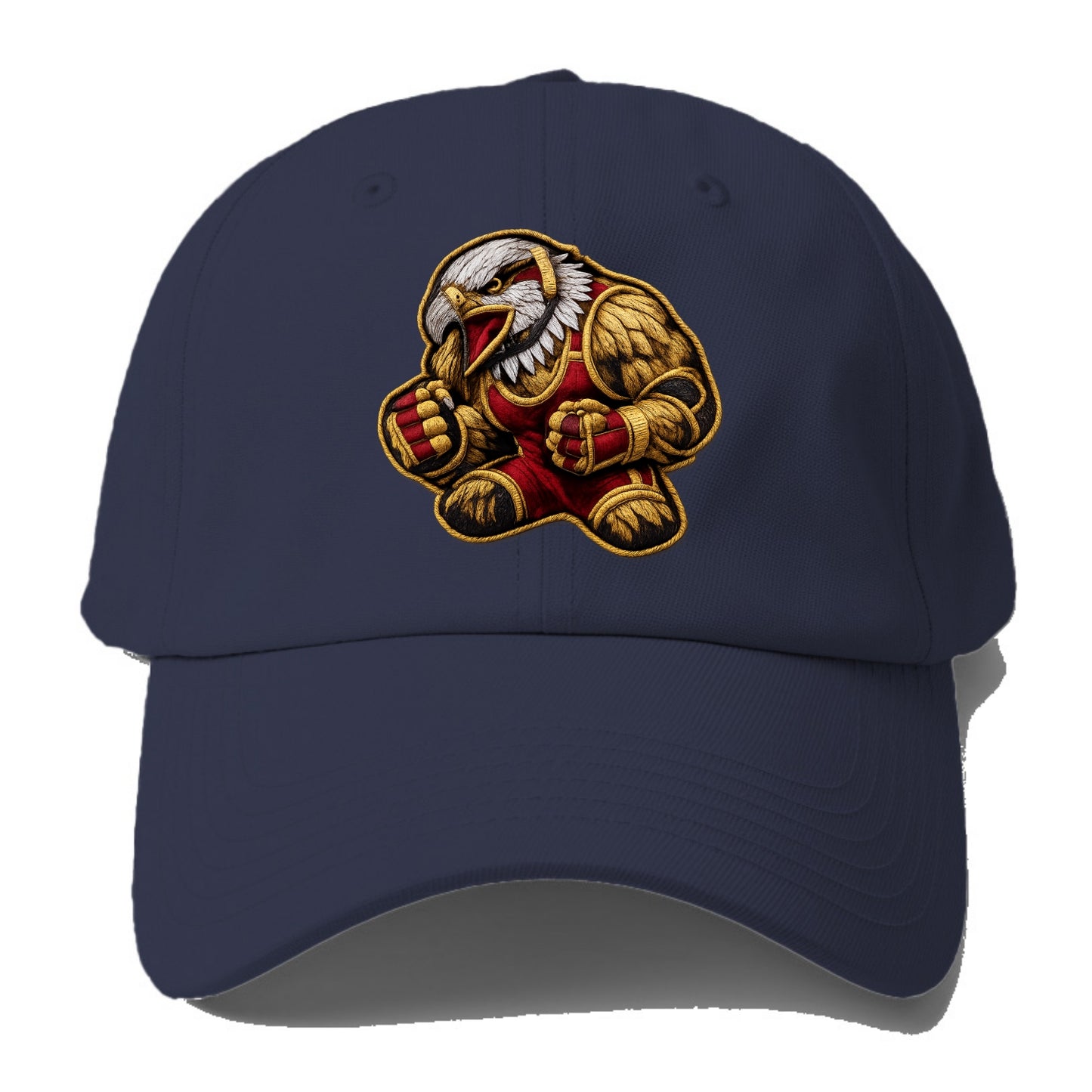 Embroidered patch design - WRESTLING EAGLE - fierce eagle with - Baseball Cap For Big Heads - Twilight Navy(Blue)