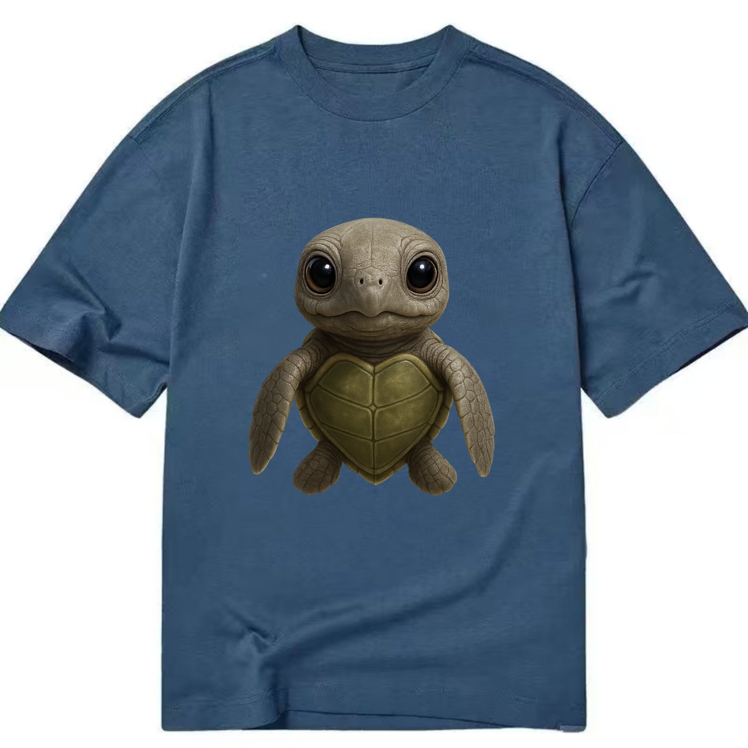 Baby Olive Ridley Turtle - olive green shell, heart-shaped carapace, bright eyes, - Classic T-shirt - Twilight Navy(Blue)