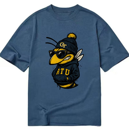 Atlanta Yellow Jacket wearing Georgia Tech beanie with GT patch - Classic T-shirt - Twilight Navy(Blue)