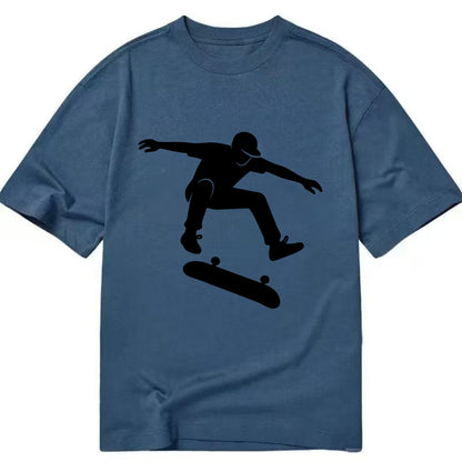 Skateboarder doing kickflip trick - Classic T-shirt - Twilight Navy(Blue)