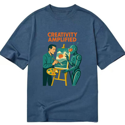 Artist and AI creating beautiful masterpiece together - "Creativity Amplified" - - Classic T-shirt - Twilight Navy(Blue)