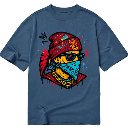 Los Angeles Trojan wearing USC beanie with SC patch - Classic T-shirt - Twilight Navy(Blue)