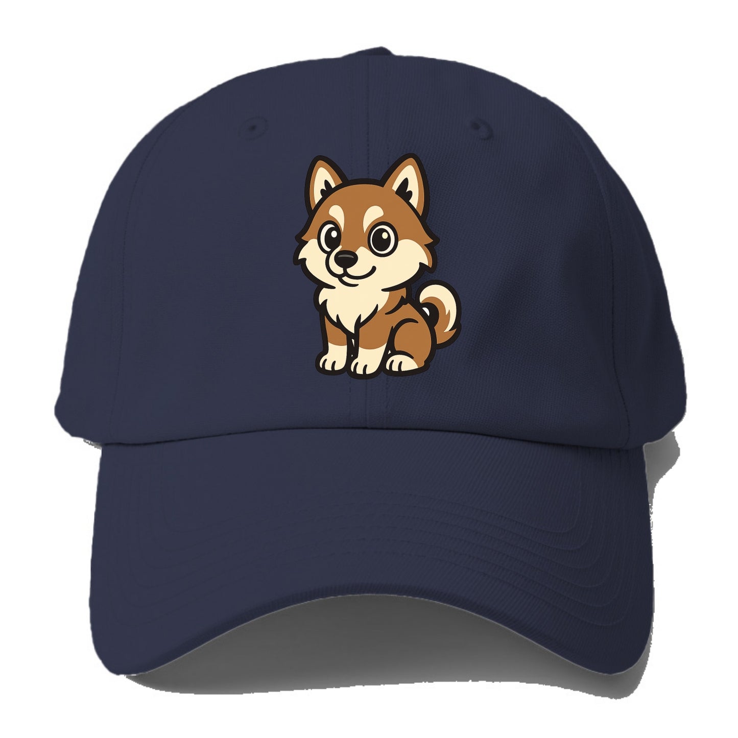 Pomsky - Pomeranian-Husky mix sitting pose - Baseball Cap - Twilight Navy(Blue)