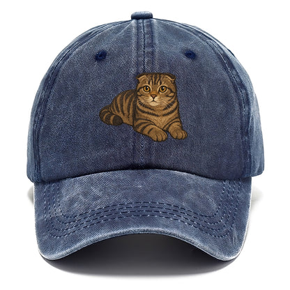 Scottish Fold  relaxed lying down with h Classic Cap - Twilight Navy(Blue)