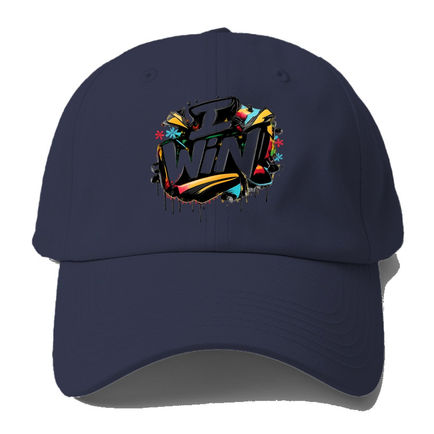 Bold typography design - "I WIN" - victory mindset, winning - Baseball Cap For Big Heads - Twilight Navy(Blue)