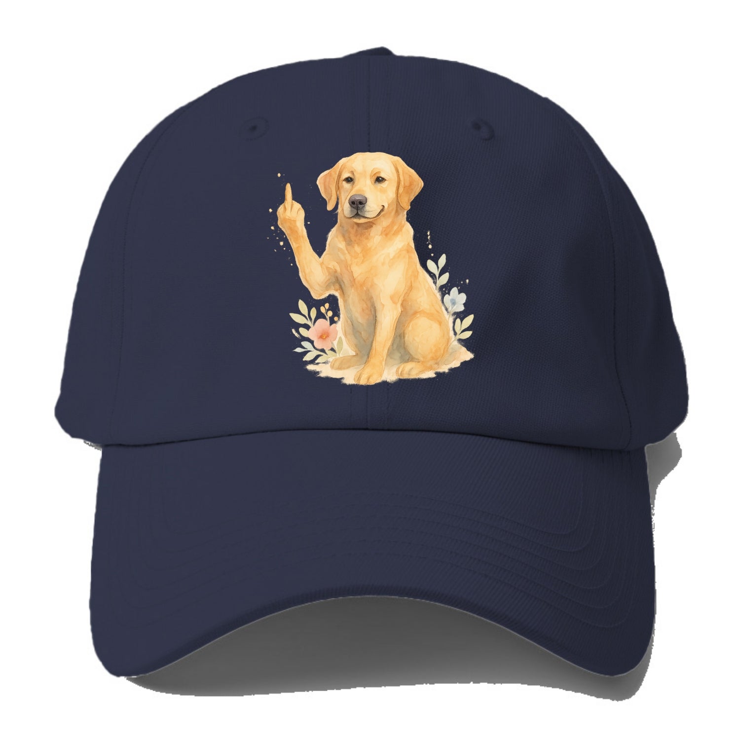 Labrador Retriever yellow sitting pretty, friendly face, strong paw up - Baseball Cap For Big Heads - Twilight Navy(Blue)