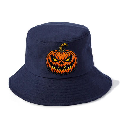 HALLOWEEN PUMPKIN - jack o lantern in orange and black , spooky - Bucket Hat - Twilight Navy(Blue)