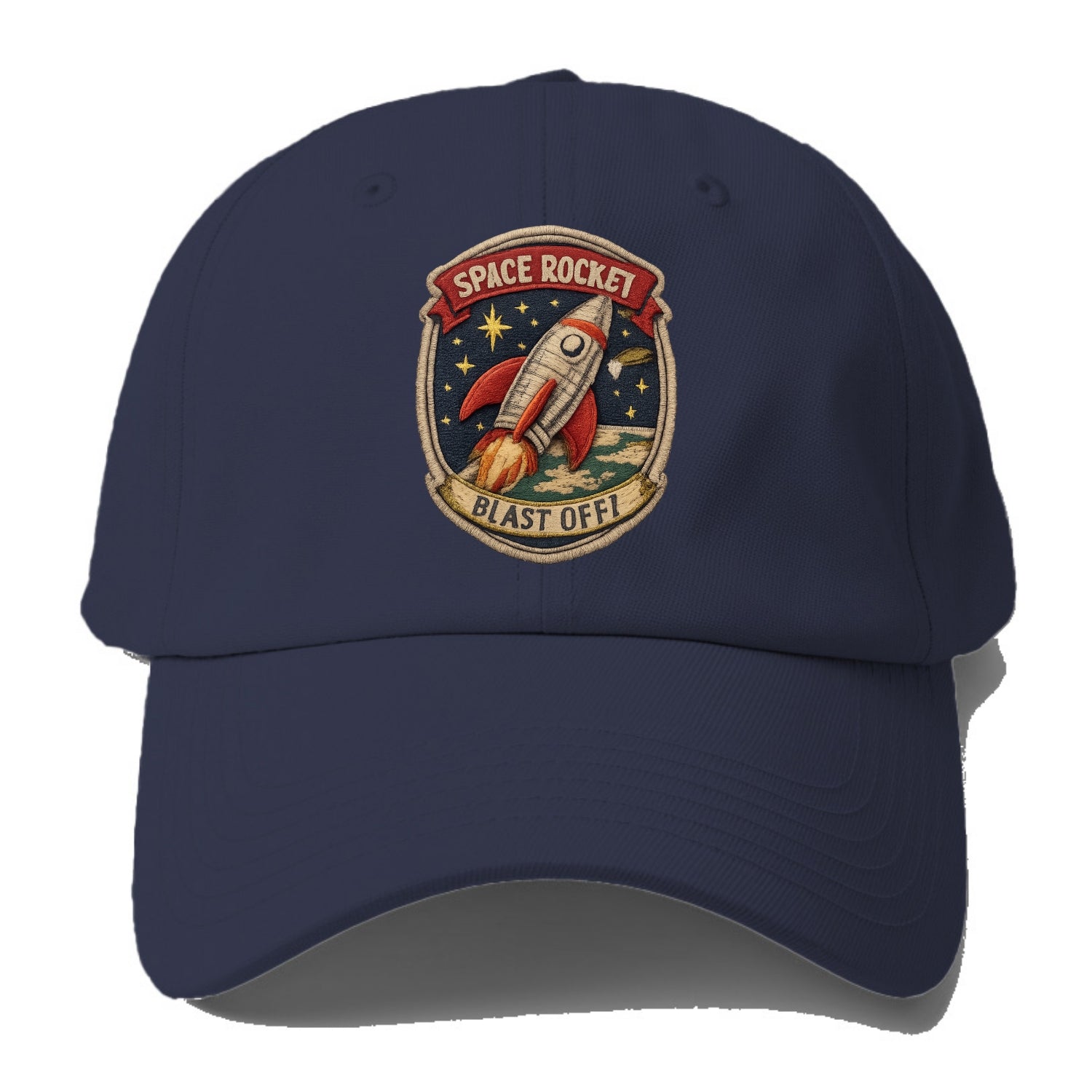 RETRO ROCKET - 1950s space rocket in silver and red , atomic age - Baseball Cap For Big Heads - Twilight Navy(Blue)