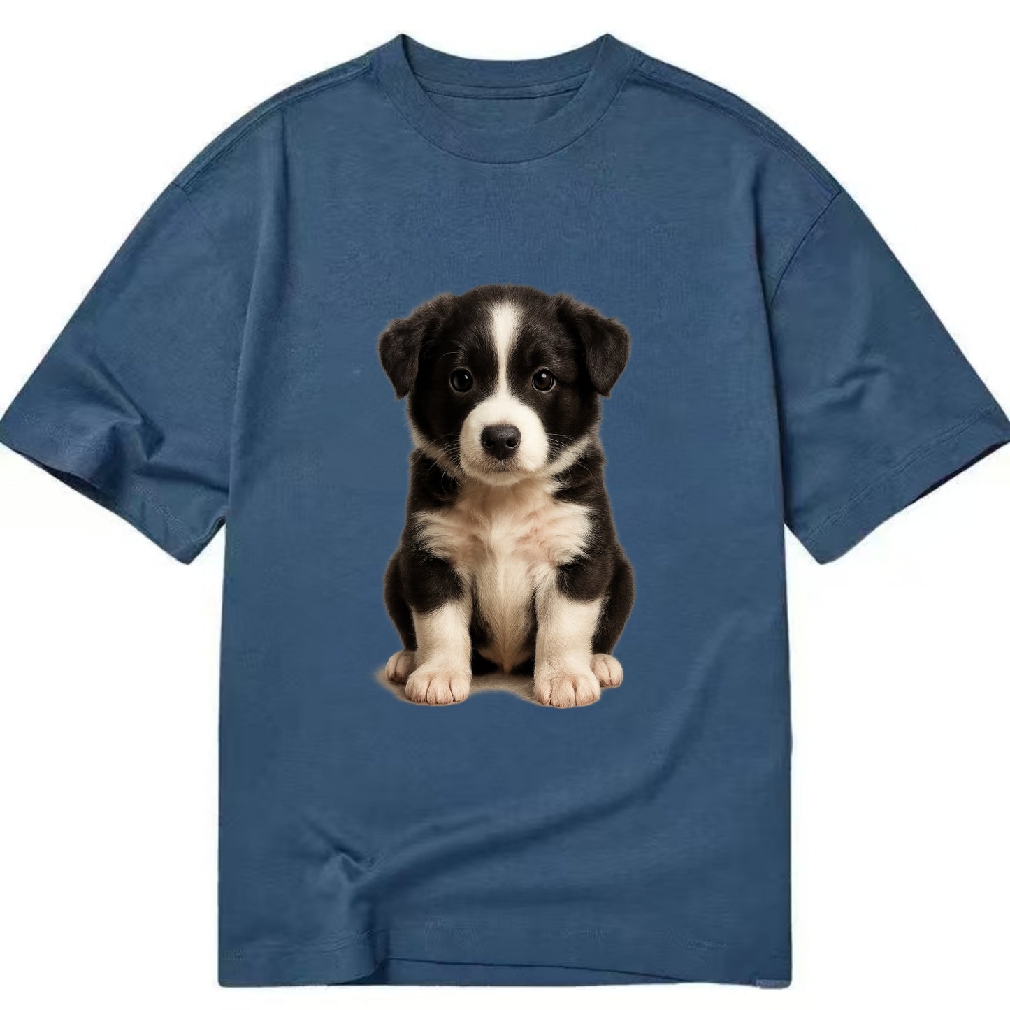 Baby Border Collie Puppy - black and white, intense smart eyes, athletic build, - Classic T-shirt - Twilight Navy(Blue)