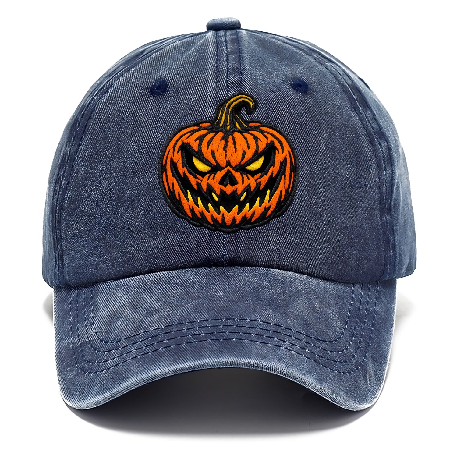 HALLOWEEN PUMPKIN - jack o lantern in orange and black , spooky - Classic Cap - Twilight Navy(Blue)