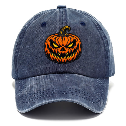 HALLOWEEN PUMPKIN - jack o lantern in orange and black , spooky - Classic Cap - Twilight Navy(Blue)