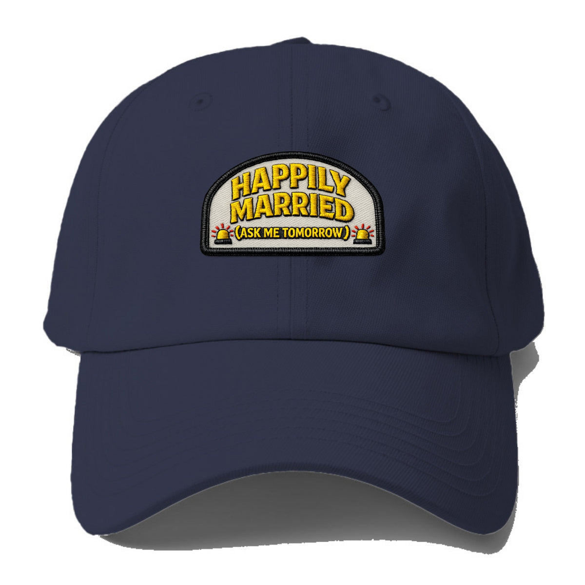 HAPPILY MARRIED  - yellow ask tomorrow - yellow - marital flux - Baseball Cap For Big Heads - Twilight Navy(Blue)