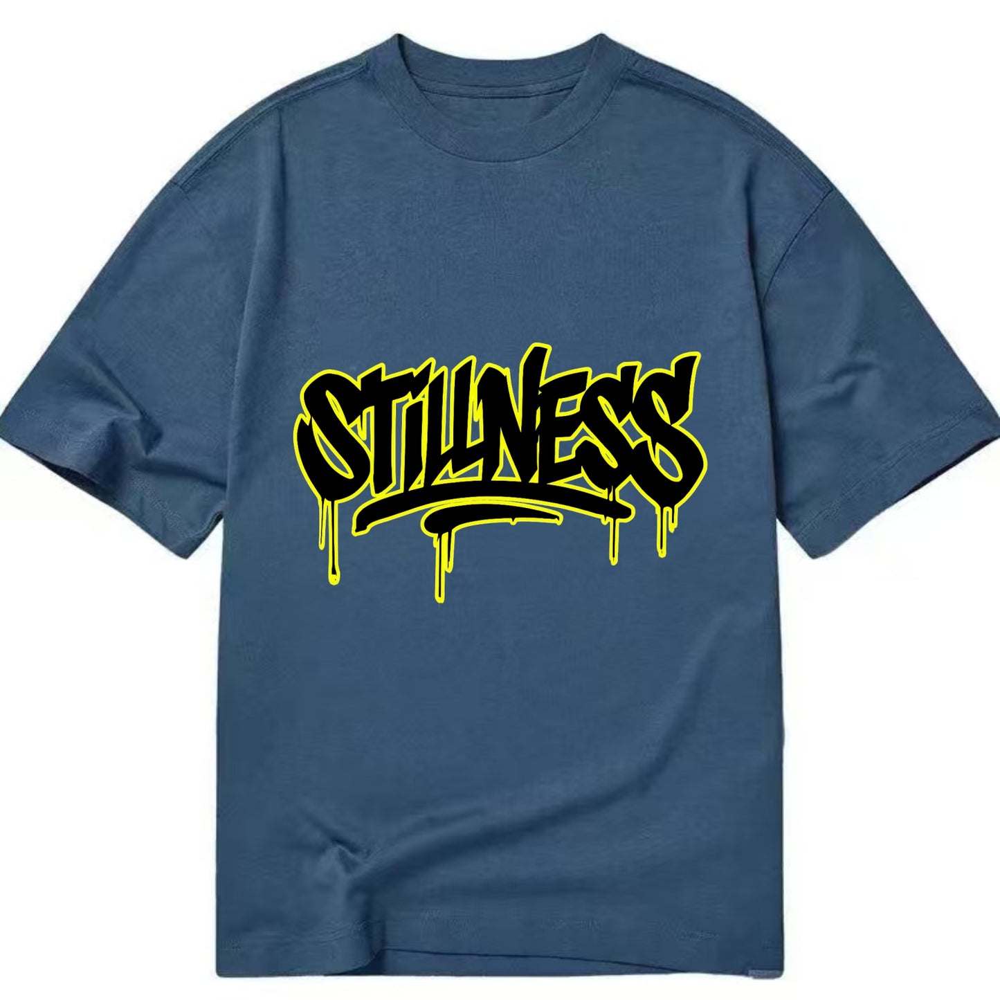 Bold typography design - "STILLNESS" - quiet power, peaceful presence - Classic T-shirt - Twilight Navy(Blue)