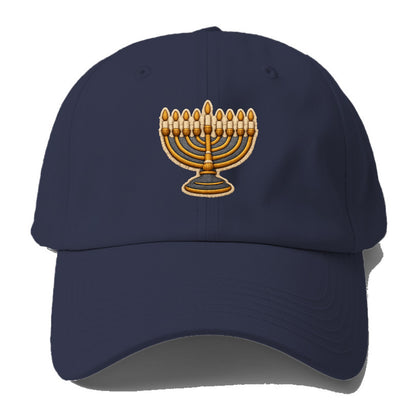 MENORAH LIGHTS - nine branch candelabra in gold and blue , Hanukkah - Baseball Cap For Big Heads - Twilight Navy(Blue)