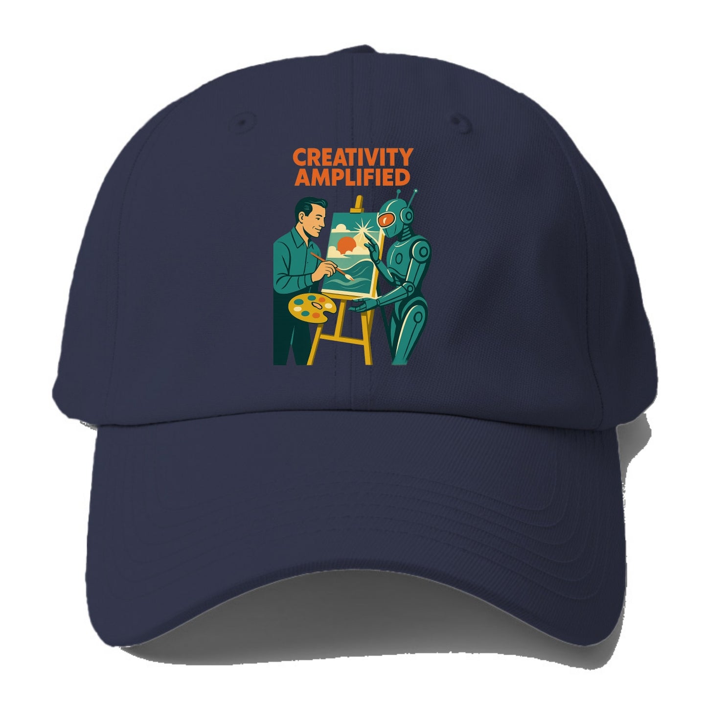 Artist and AI creating beautiful masterpiece together - "Creativity - Baseball Cap For Big Heads - Twilight Navy(Blue)