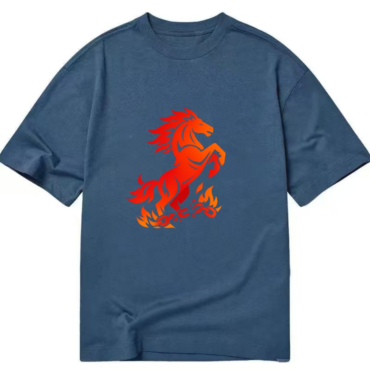 FREEDOM FLAMES | Wild horse breaking fire chains | Liberation | Barriers burned | - Classic T-shirt - Twilight Navy(Blue)