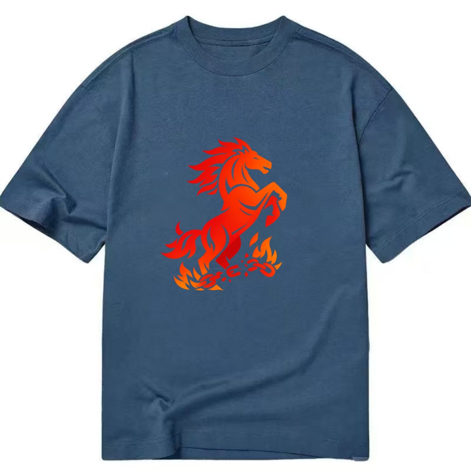 FREEDOM FLAMES | Wild horse breaking fire chains | Liberation | Barriers burned | - Classic T-shirt - Twilight Navy(Blue)