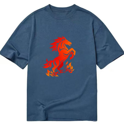 FREEDOM FLAMES | Wild horse breaking fire chains | Liberation | Barriers burned | - Classic T-shirt - Twilight Navy(Blue)