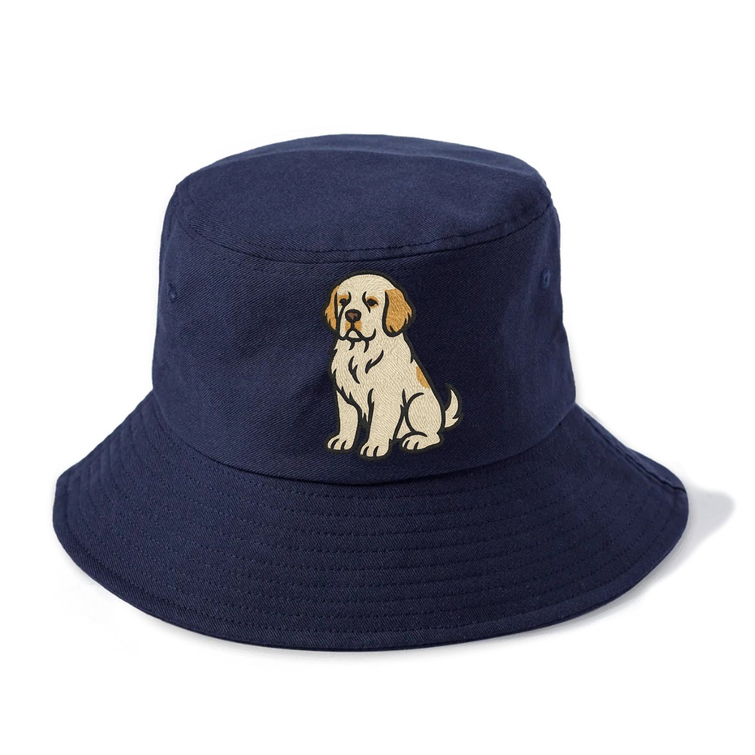 Clumber Spaniel - White with lemon markings embroidered pose - Bucket Hat - Twilight Navy(Blue)