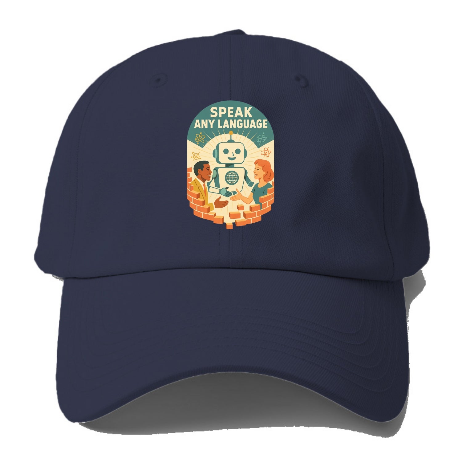 Language learning AI breaking down barriers - "Speak Any Language" - communication - Baseball Cap - Twilight Navy(Blue)