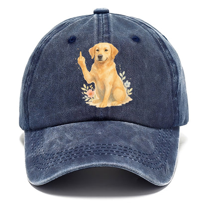Labrador Retriever yellow sitting pretty, friendly face, strong paw up with sass - Classic Cap - Twilight Navy(Blue)