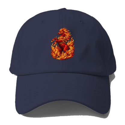 VICTORY BLAZE | Triumphant rearing horse in flames | Achievement celebration | - Baseball Cap - Twilight Navy(Blue)