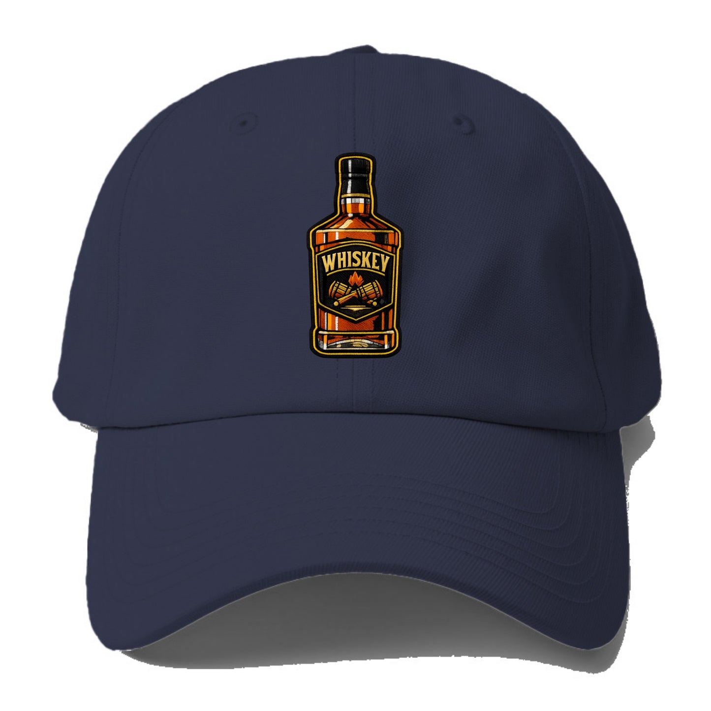 WHISKEY BOTTLE - bourbon bottle in amber and gold , spirits connoisseur - Baseball Cap - Twilight Navy(Blue)