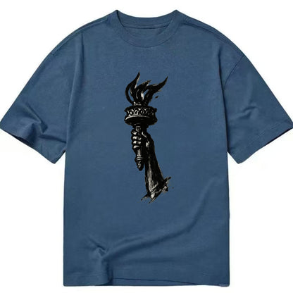 Statue of Liberty torch - freedom and democracy ink painting - Classic T-shirt - Twilight Navy(Blue)