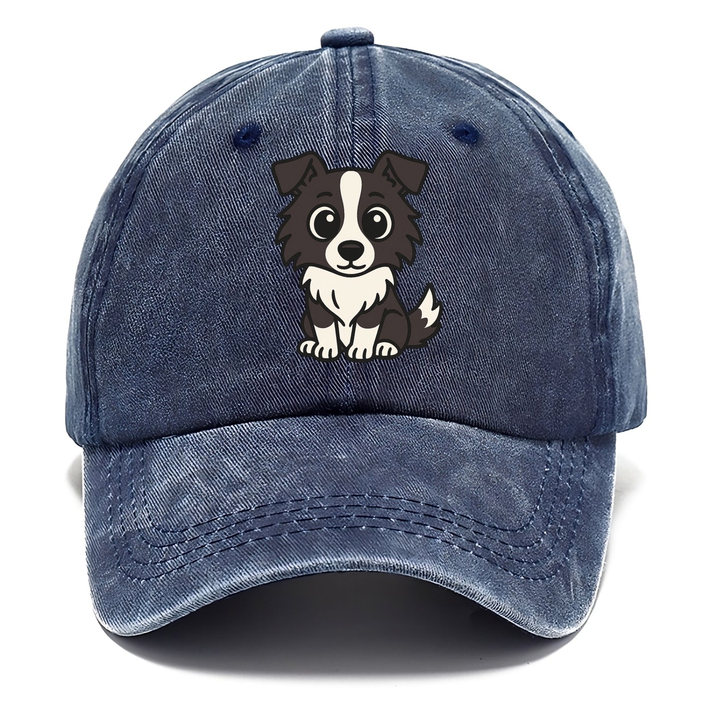 Border Collie - Intense stare sitting pose - Classic Cap - Twilight Navy(Blue)