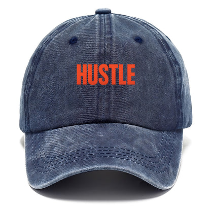 Bold typography design - "HUSTLE" - work hard, grind, chase dreams - Classic Cap - Twilight Navy(Blue)