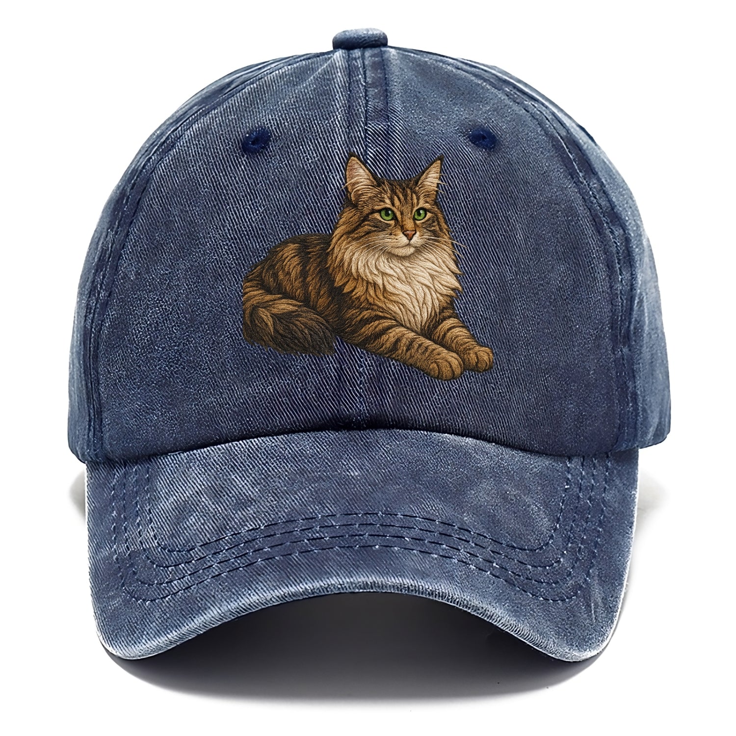 Norwegian Forest Cat  relaxed lying down Classic Cap - Twilight Navy(Blue)